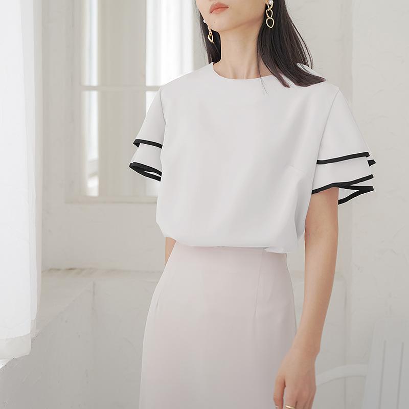 Lotus Leaf Sleeve Chiffon Shirt Women's Small Fresh Temperament Loose Minimalist Style Women's Shirt