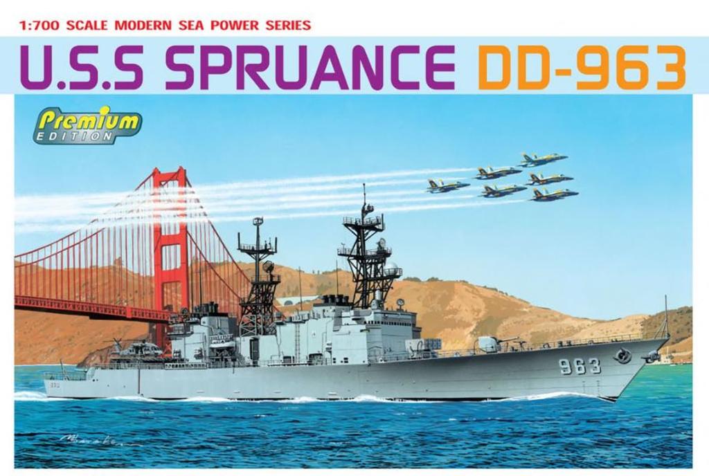 Platz Dragon US Destroyer Spruance Plastic Model Kit DR7084 1/700 DD-963 (Ship)