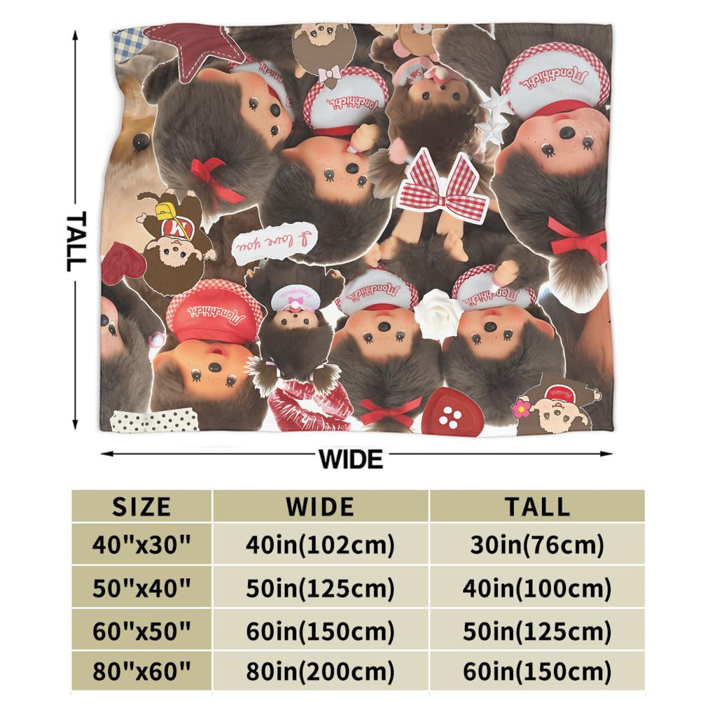 Cute Monchichis Blanket Quality Super Soft Bedding Throws Winter Girls Boys Outdoor Pattern Bedspread