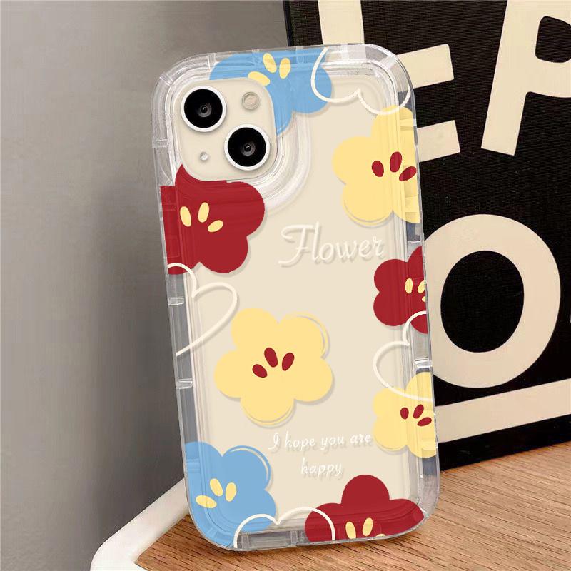 Flower Phone Case For iPhone 11 Case iPhone 13 15 Pro Max 16 12 14 Pro X XS XR 7 8 15 Plus SE Shockproof Airbag Soft Cover
