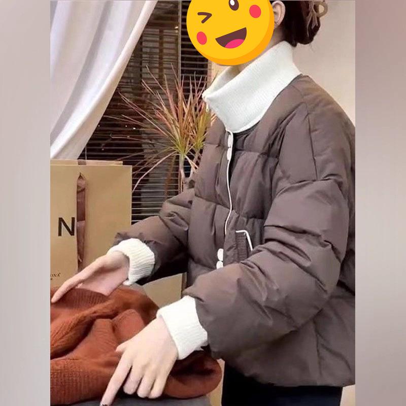 

Women s Color-Block Cotton Knit Jacket - 2025 Stand Collar Patchwork Winter Petite Outerwear 3XL (145-160 jin)