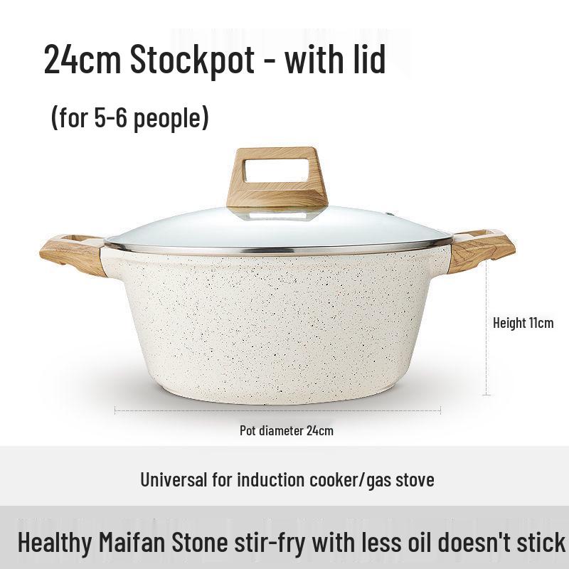 Mingjue Non-stick Maifan Stone Soup & Stew Double-ear Pot for Induction Cookers
