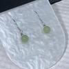 Hetian Jade Round Bead Earring Hooks - Simple, Elegant Hanfu Style