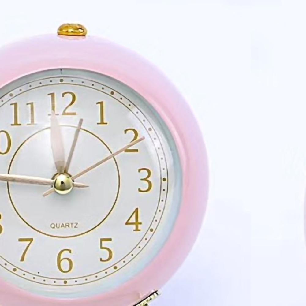 ABS Round Alarm Clock 3.54x4.33in Quartz Alarm Clock Cute Tabletop Clock  For Bedroom