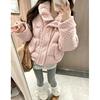 Sweet polka dot knitted splicing long-sleeved cotton jacket women's winter loose thickened short warm bread clothing