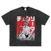Japanese Anime Chainsaw Man Kobeni Metal Denji Tshirt Vintage Washed Manga Graphic T Shirts Unisex Couples Short Sleeve T Shirt