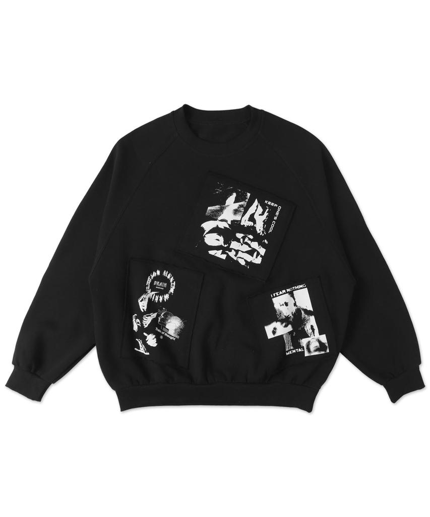 WEGO Photo Paste Graphic Pullover Size Big Gift Men's Sweatshirt, M, Black, Streetwear, Casual, Silhouette, Spring, Autumn, Winter,