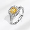Women Yellow Square Zircon Open Ring Adjustable Fashion Jewelry Accessory For Daily Wear Elegant Gift