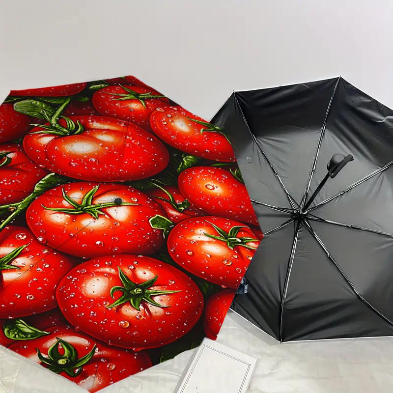 1PC Tomato waterUmbrella-8-Rib Reinforced, Automatic Open, Lightweight & Durable, Cute Fashion Accessory for Outdoor-P153