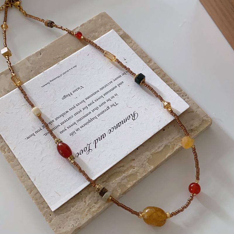 Natural Freshwater Pearl & Tiger Eye Bohemian Necklace - Autumn/Winter French Retro Clavicle Chain for Women