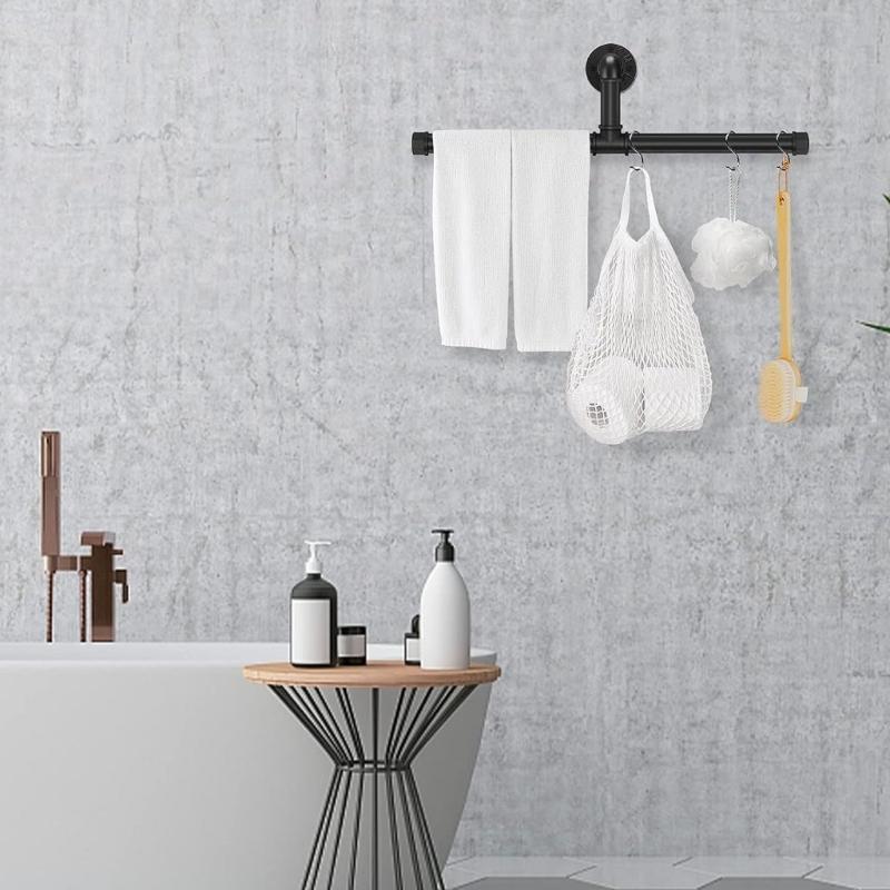 Sturdy Metal Wall Mounted Clothes Rack Easy Install Vertical Storage For Coat Accessories