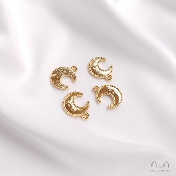14K Gold Filled Moon and Star Pendant Charms for DIY Jewelry and Accessory Making