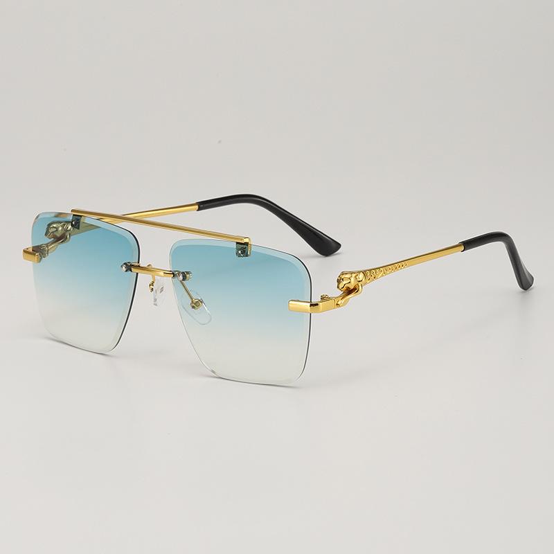 JYL TS Rimless Sunglasses With Leopard Pattern UV Protection For Photo Shooting 90229