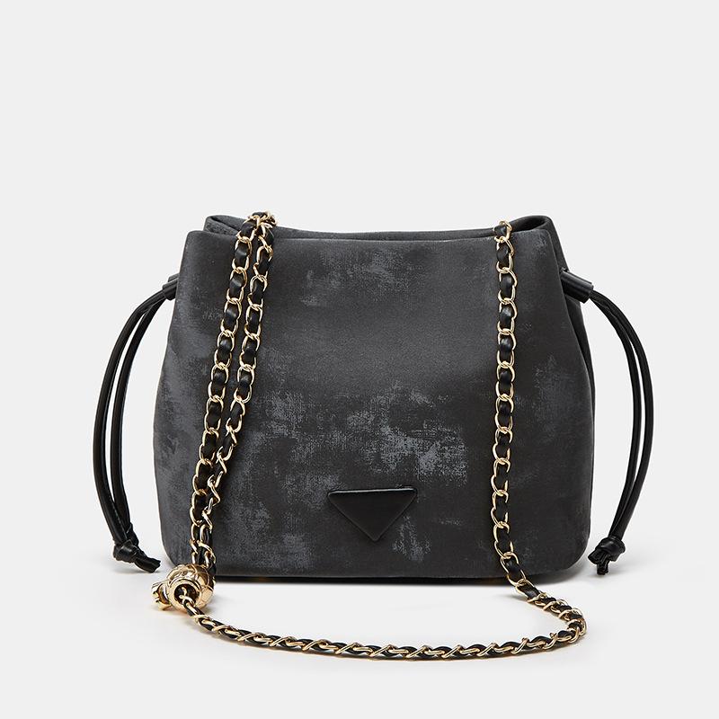 

Сумка-ведро на цепочке с кулиской высокой ценности, универсальная сумка-ведро, женская маленькая сумка, сумка-мессенджер на цепочке, модная сумка-ведро из мягкой кожи