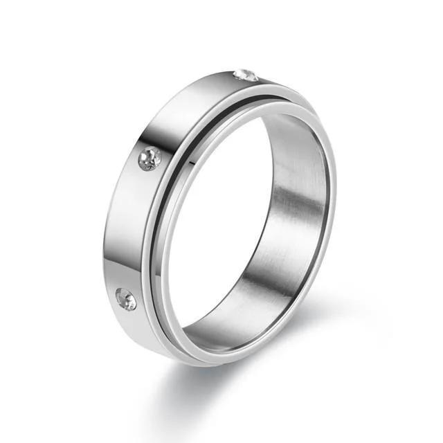 Trendy Punk Anxiety Ring for Women And Men with Moon Design Stainless Steel Anti-Stress Fidget Ring Fashionable Rotating