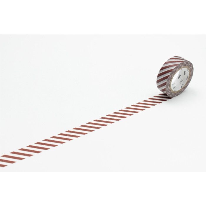 Masking Tape MT 1,5 cm Rayé café et blanc