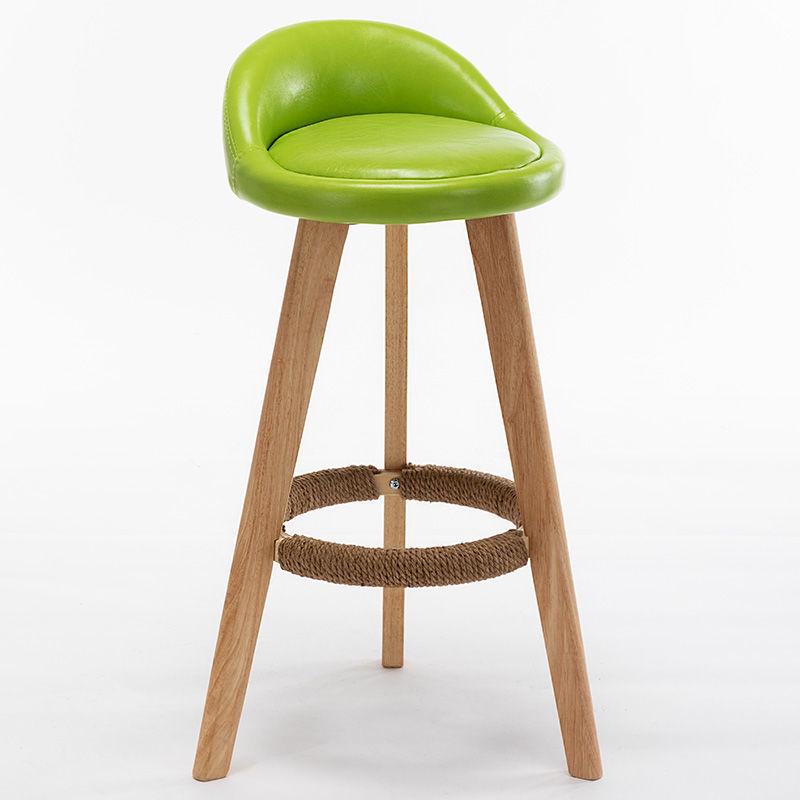 Nordic Minimalist Solid Wood Bar Stool with Backrest for Home or Cafe Use