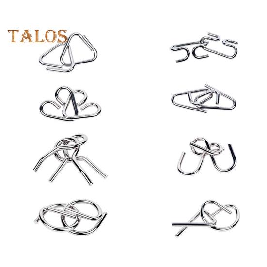 8 sztuk/zestaw Metalowy pierścień do układania łamigłówek 3D Drut Puzzle Gra Dzieci Dorośli Logika Umysł Test IQ Edukacyjny Odblokuj Blokada Zabawka Maluchy Chłopcy Dziewczęta Prezent