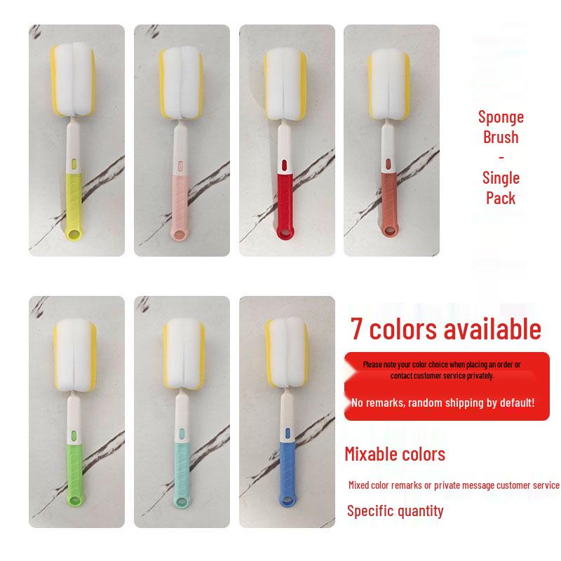 Ergonomic Long-Handled Detachable Baby Bottle & Cup Cleaning Sponge Brush