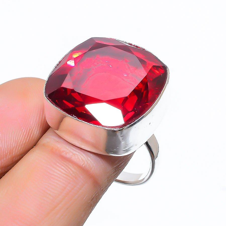 Natural Mozambique Garnet Gemstone 925 Sterling Silver Gift Ring Size 9 C4e65