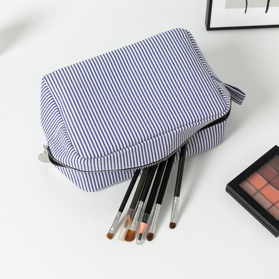 Makeup Bag Solid Color Large Capacity Zipper Closure Cosmetic Pouch Skin Care Product Travel Storage Pouch