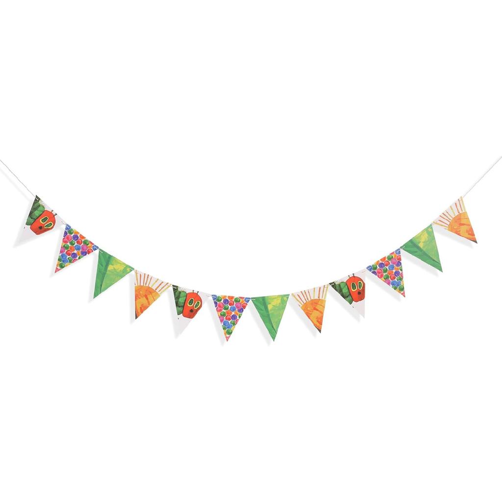 Hungry Caterpillar Party Garland Banner, 80 Inches, Colorful Triangle Pennants for Birthday Decoration,Fruit Theme Garland for Baby Boy Girl