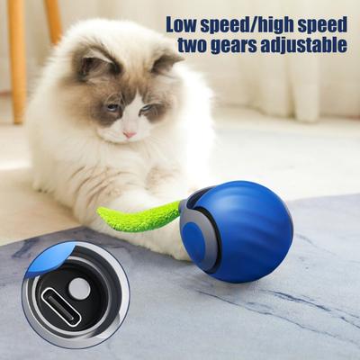 2Pcs Interactive Cat Ball Toy USB Rechargeable Rolling Ball Two Speed Modes