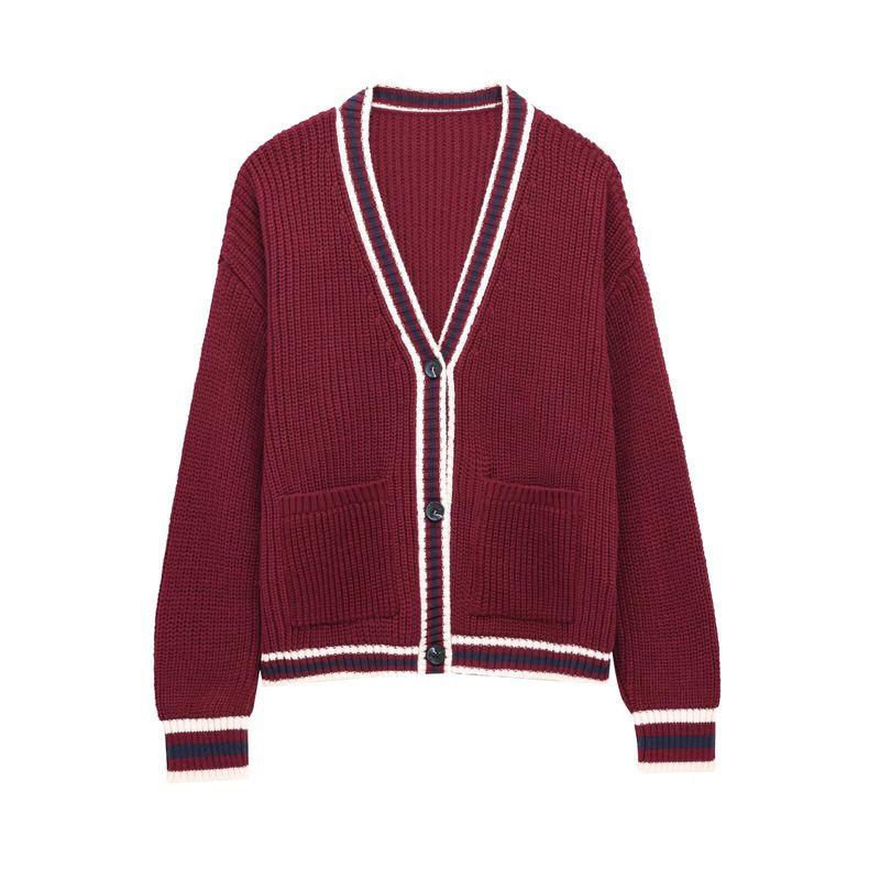 Za Export New Arrival Women's Clothing ZR Fashion Style Trim Simple Graceful V Neck Long Sleeve Knitted Coat 6771154