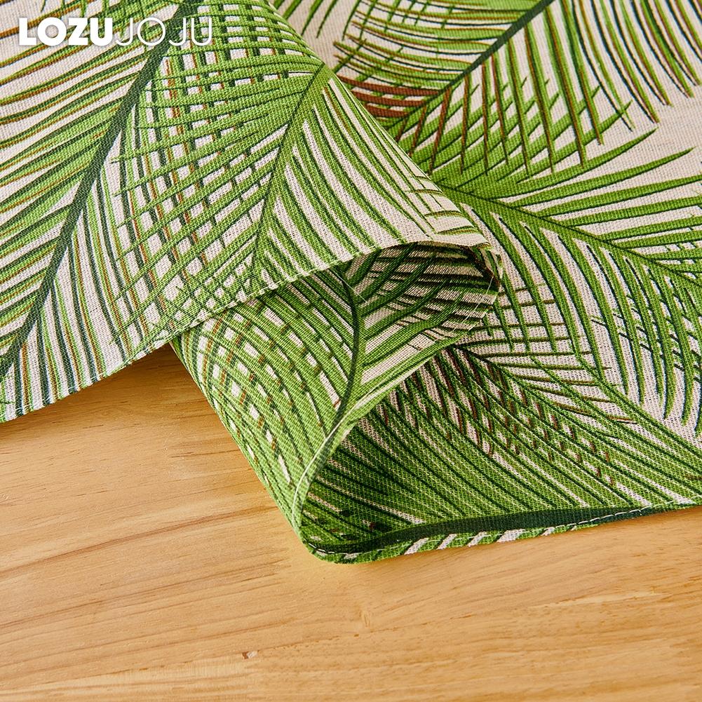 1PC LOZUJOJU Fresh and Natural Green Plant Printed Linen Fabric Soft Table Runner for Dining Table Kitchen Decor Home Decor