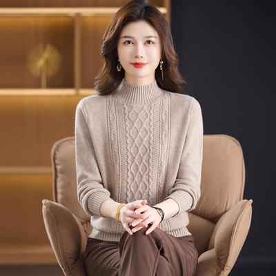 Herbst/Winter 100% Wolle Strick Basis-Layer Pullover für Frauen mittleren Alters & ältere Frauen - Dick, Warm, Unterwäsche
