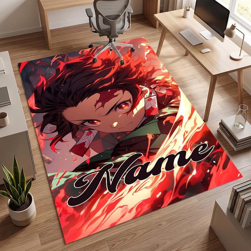 Demon Slayer (5) Personalized Name Office Carpet Stylish Decor for Living Room Bedroom Kitchen