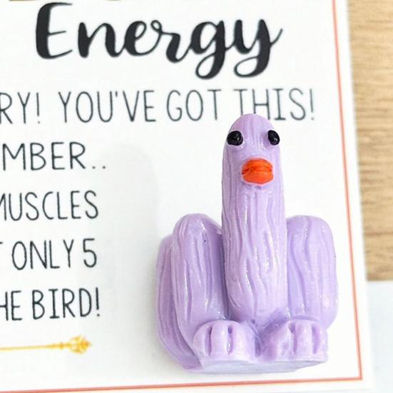 Middle Finger Duck Funny Duck Lucky Charm Gift with Encouraging Card Sending You Big Duck Energy Ornament Inspirational Gift for Friends Family