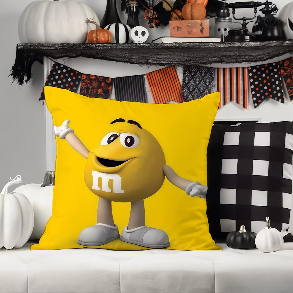 C-Chocolate Beans M-M And M-M'S Pillow Case Office Cushions Suitable For Sofa Car Bedroom Decorative Cushion Cover