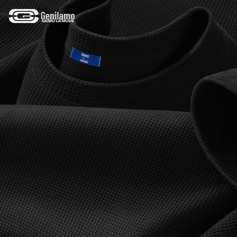 GENIOLAMODE Men s 220G Heavyweight Waffle Knit T-Shirt 2XL