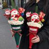 Handcrafted Holiday Keepsakes Christmas Cone Bouquet Plush Santa Claus Shaped Bouquet with Winter Home Accents Artificial Red Berrries Pine