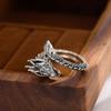 Open Ring, Vintage Distressed Dominant Giant Dragon Zodiac