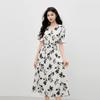 Qiu Shui Yi Ren Women's Puff Sleeve Commuter Dress
