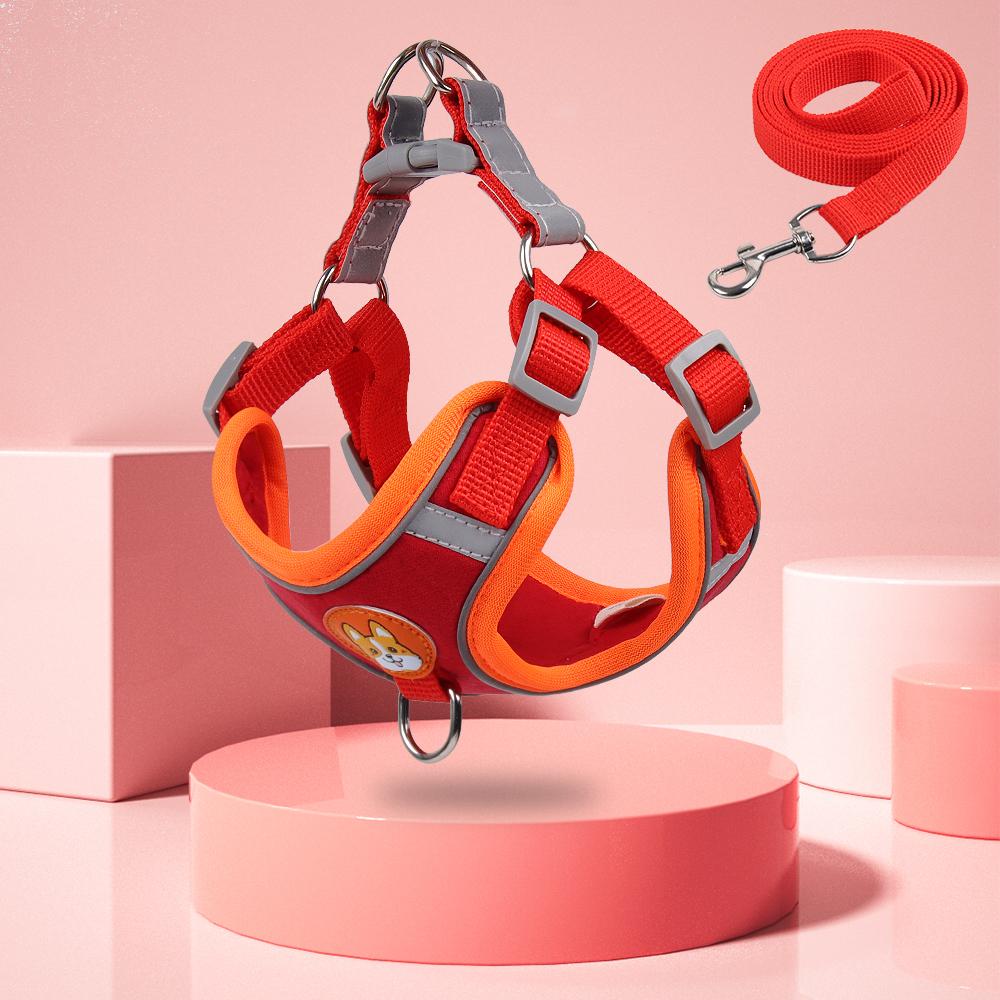 Step-in Dog Harness Small Dog Harness and Leash Set Adjustable Reflective Pet Dog Vest Soft Harness for Puppy Small Medium Breed