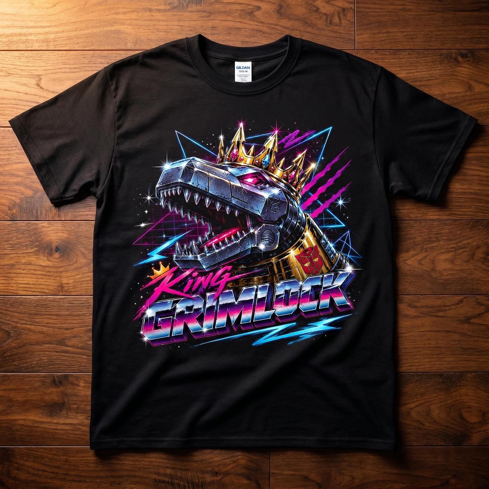 King Grimlock Transformers Graphic Tee | Retro 80s Vaporwave RoboT-Shirt L