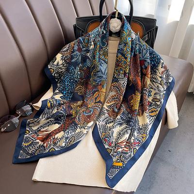 Štvorcová šatka 90*90 cm Keper Bavlna Dámske Šatky na hlavu a zábaly Luxusná potlač Šatky na krk Hidžáb Bandana Pašmína