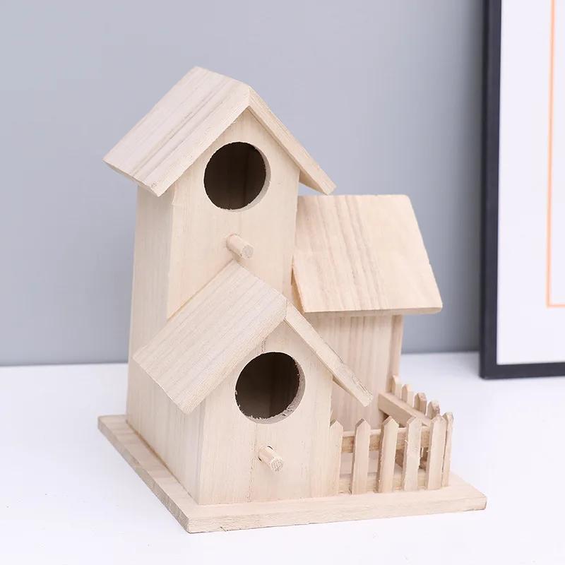 Outside Wooden Bird Nest Natural Wood Bird Hut Hummingbird House Clearance Bird Wild Nest Birdhouse Decor Garden For Craft Home