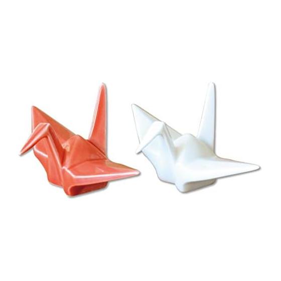 Arita Ware Origami Crane Chopstick Rests - Set of 2 (Red & White Pair), Stylish & Cute, Perfect for New Year s