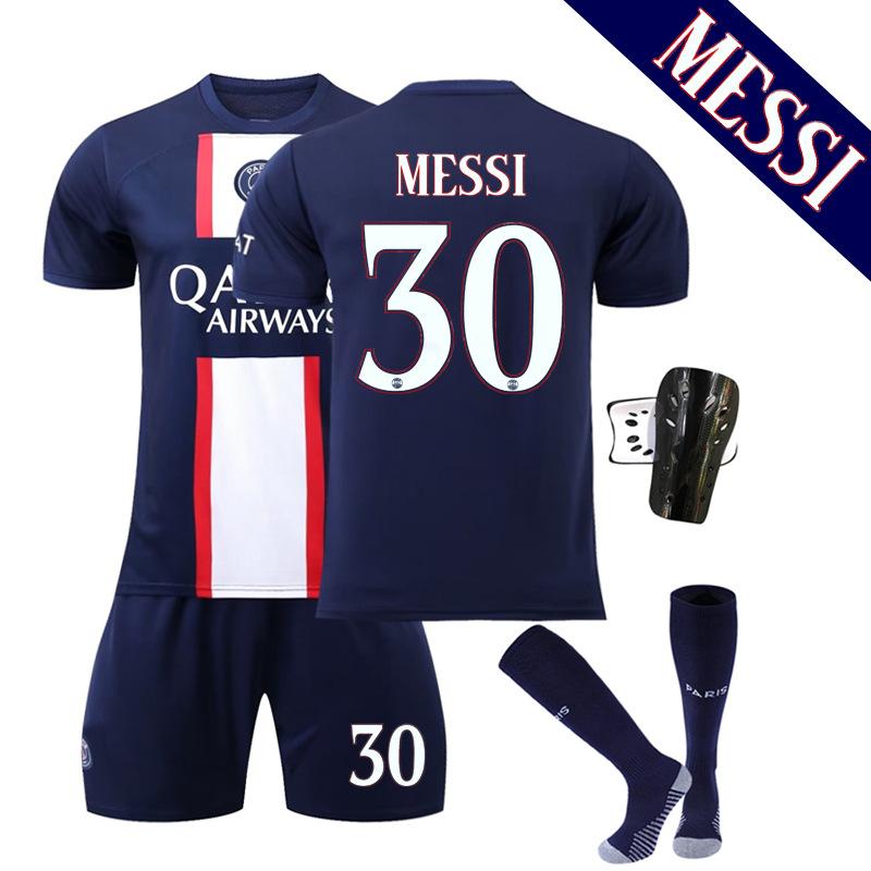 PSG 2022-23 Home Soccer Jersey 30 Messi UEFA Champions League Fan Version Shirt Adult Youth