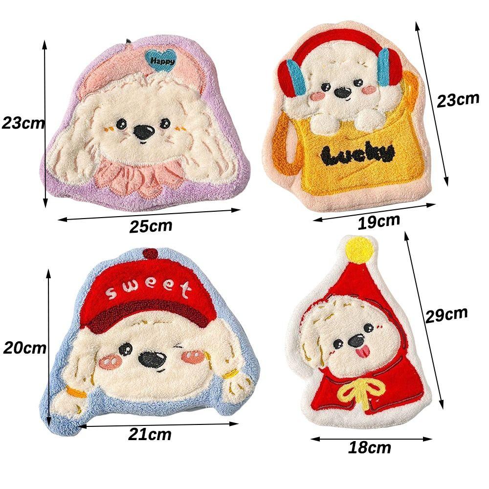 Coral Fleece Hanging Hand Towel Absorbent Cartoon Hand Towel New Puppy Hand Towel Bathroom Use