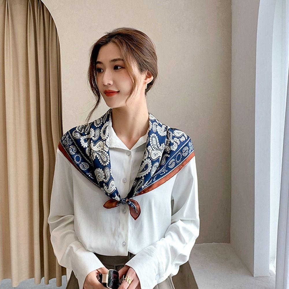 Clothing Accessories Headscarf Printing Korean Style Scarves Female Shawl Silk Scarf Printed Scarf