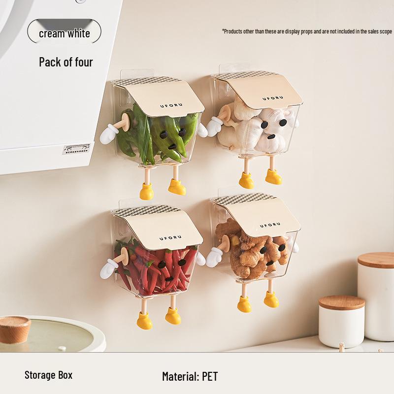 Wall-Mounted Multifunctional Storage Box for Scallions, Ginger, Garlic, and Coffee Capsules - Punch-Free Organizer Basket
