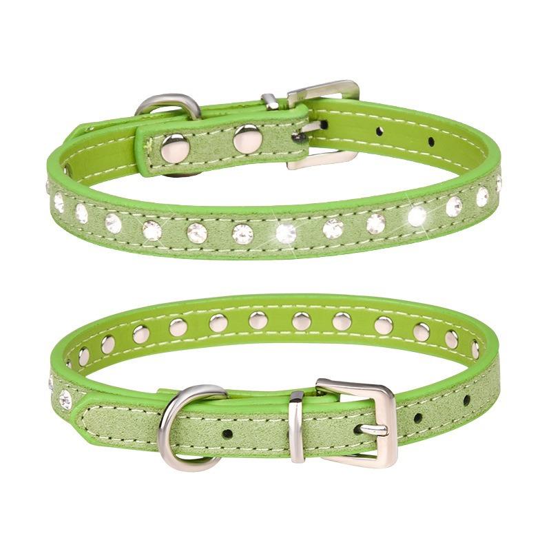 Rhinestone Pet Collar Shiny Row Diamond Dog Collar Microfiber Soft Comfortable Cat Ring