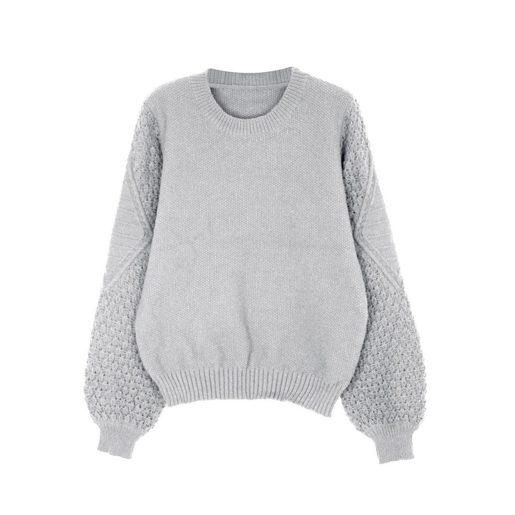 Women's Casual Round Neck Sweater - Long Sleeved, Ribbed Texture, Soft and Comfortable, Spring and Autumn Clothing | Round Neck Sweater | Texture