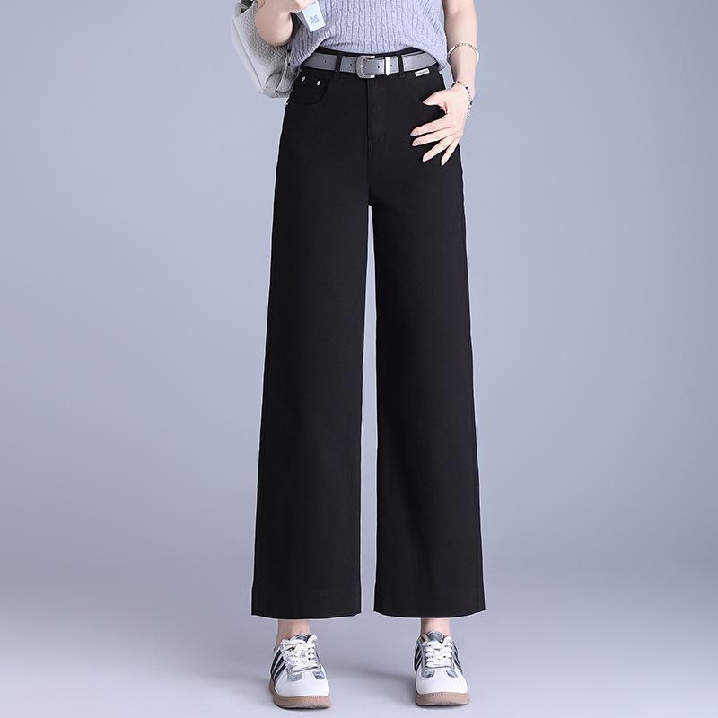 Women's High-Waist Loose Wide-Leg Jeans - Summer 2025, Casual Straight-Leg, Thin Fit for Petite Sizes