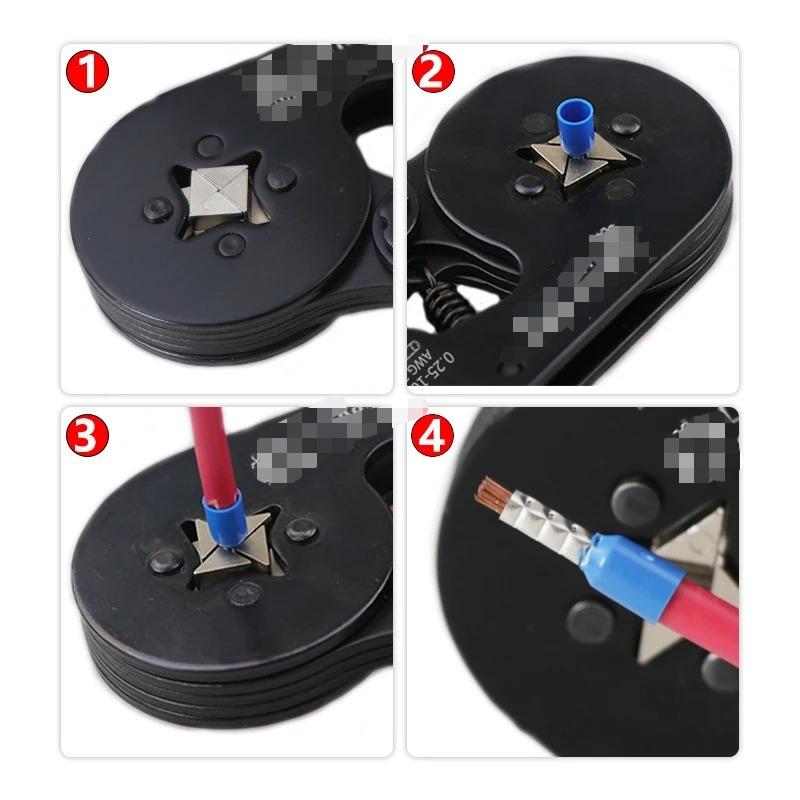 HSC8 Ratcheting Crimping Tool Kit - 0.25-10mm² Ferrule Crimper for 23-7AWG Wire Terminals, Professional Electrician Tool